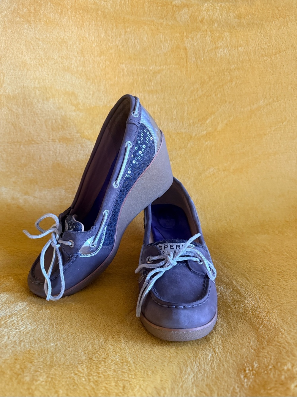 SPERRY Wedge Boat Shoes - Sequin Accent